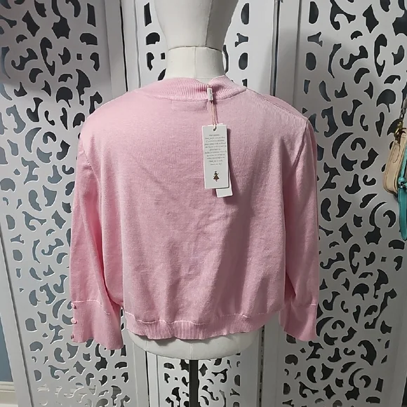 Chic Pink Women's Cardigan - Picture 3 of 3
